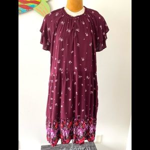 Old Navy Burgundy Floral Ruffle Dress-2XL